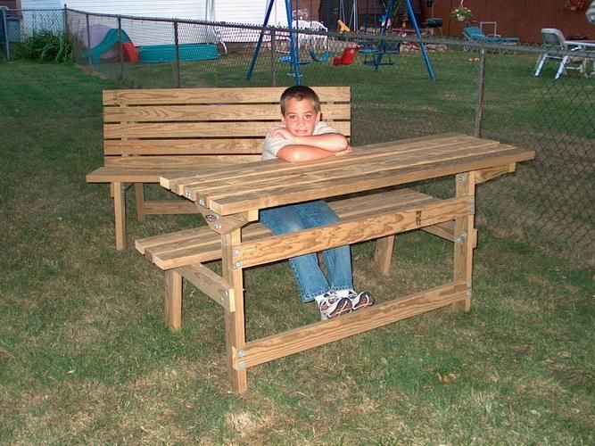 park bench table plans